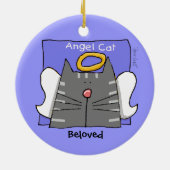 Gray Tabby Cat Angel Personaliseren Keramisch Ornament (Achterkant)