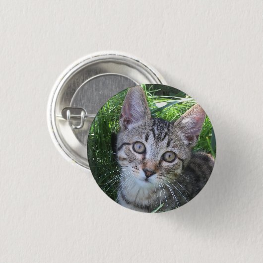 Gray Tabby Cat Button (Voorkant /achterkant)