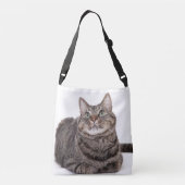 Gray Tabby Cat Crossbody Tas (Achterkant)