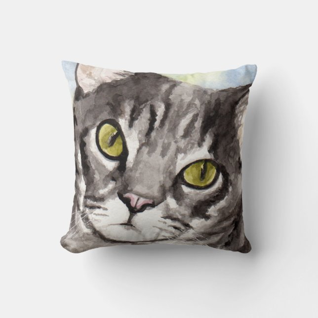Gray Tabby Cat Gifts Kussen (Voorkant)