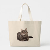 Gray Tabby Cat Grote Tote Bag (Achterkant)