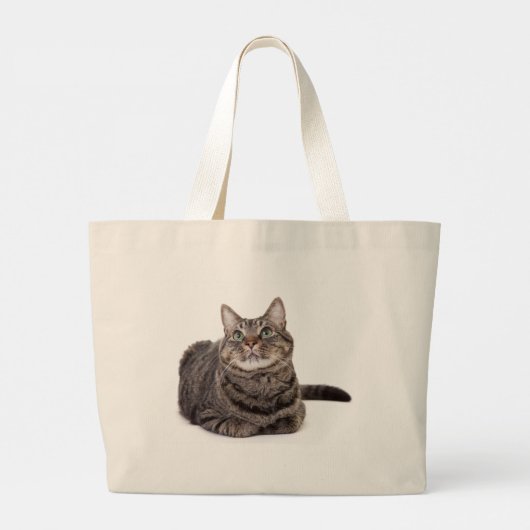 Gray Tabby Cat Grote Tote Bag (Achterkant)