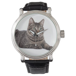Gray Tabby Cat Horloge