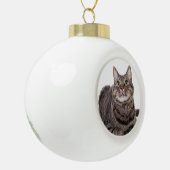 Gray Tabby Cat Keramische Bal Ornament (Links)