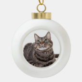 Gray Tabby Cat Keramische Bal Ornament (Voorkant)