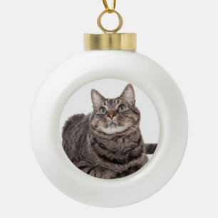Gray Tabby Cat Keramische Bal Ornament