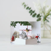 Gray Tabby Cat Kerstmis Feestdagenkaart (Staand voorkant)