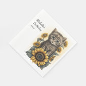 Gray Tabby Cat Kitten - Zonnebloemen, zaterdag Servet (Hoek)