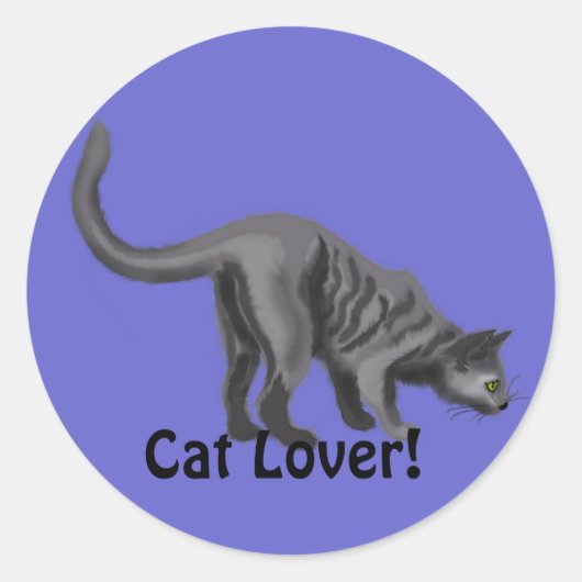 Gray Tabby Cat Lover Gifts Ronde Sticker (Voorkant)