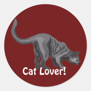 Gray Tabby Cat Lover Gifts Ronde Sticker