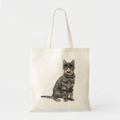 Gray Tabby Cat met Funny Nose Glasses Tote Bag (Voorkant)