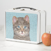 Gray Tabby Cat Painting - Cute Original Cat Art (In situ)