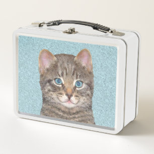Gray Tabby Cat Painting - Cute Original Cat Art