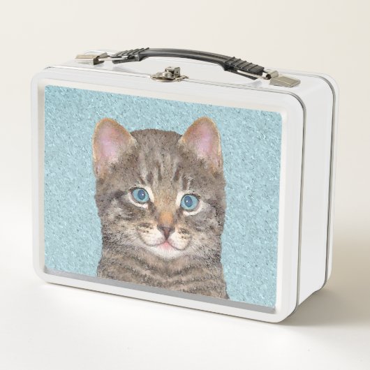 Gray Tabby Cat Painting - Cute Original Cat Art (Voorkant)