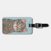 Gray Tabby Cat Painting - Cute Original Cat Art Bagagelabel (Voorkant horizontaal)