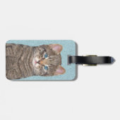 Gray Tabby Cat Painting - Cute Original Cat Art Bagagelabel (Achterkant horizontaal)