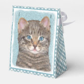 Gray Tabby Cat Painting - Cute Original Cat Art Bedankdoosjes (Achterkant)