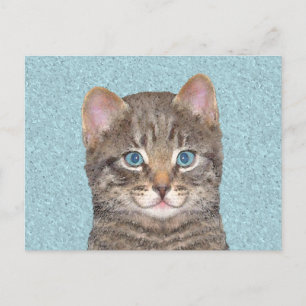 Gray Tabby Cat Painting - Cute Original Cat Art Briefkaart
