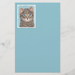 Gray Tabby Cat Painting - Cute Original Cat Art Briefpapier