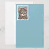 Gray Tabby Cat Painting - Cute Original Cat Art Briefpapier (Voorkant / Achterkant)
