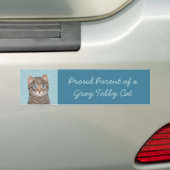 Gray Tabby Cat Painting - Cute Original Cat Art Bumpersticker (Op auto)