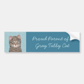 Gray Tabby Cat Painting - Cute Original Cat Art Bumpersticker (Voorkant)