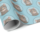 Gray Tabby Cat Painting - Cute Original Cat Art Cadeaupapier (Rol Hoek)