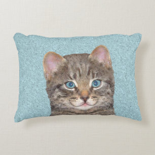 Gray Tabby Cat Painting - Cute Original Cat Art Decoratief Kussen