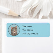 Gray Tabby Cat Painting - Cute Original Cat Art Etiket (Insitu)