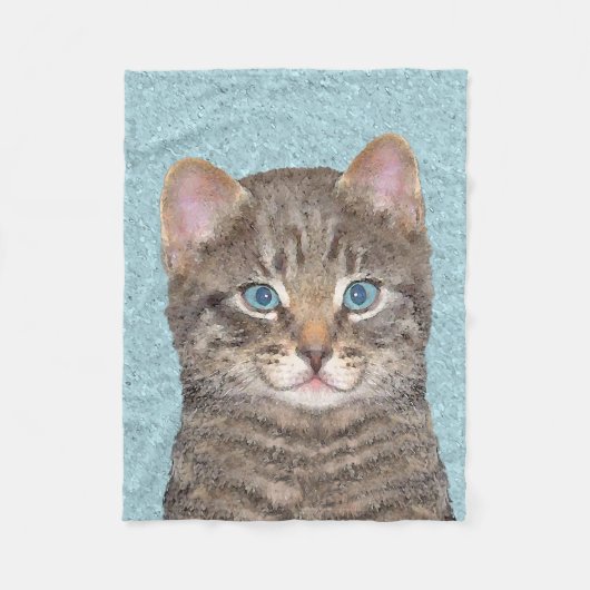 Gray Tabby Cat Painting - Cute Original Cat Art Fleece Deken (Voorkant)