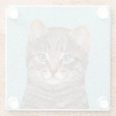 Gray Tabby Cat Painting - Cute Original Cat Art Glazen Onderzetter (Achterkant)