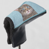 Gray Tabby Cat Painting - Cute Original Cat Art Golfheadcover (3/4 voorkant)