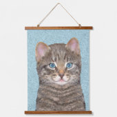 Gray Tabby Cat Painting - Cute Original Cat Art Hangend Wandkleed (Voorkant)