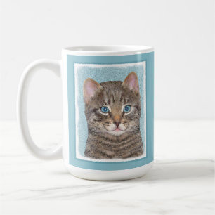 Gray Tabby Cat Painting - Cute Original Cat Art Koffiemok