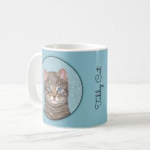 Gray Tabby Cat Painting - Cute Original Cat Art Koffiemok