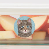 Gray Tabby Cat Painting - Cute Original Cat Art Labels (Aangebracht)
