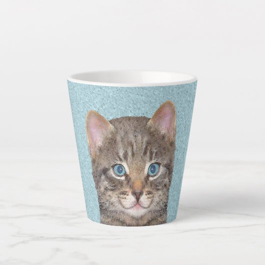 Gray Tabby Cat Painting - Cute Original Cat Art Latte Mok (Voorkant)