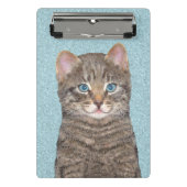 Gray Tabby Cat Painting - Cute Original Cat Art Mini Klembord (Voorkant)