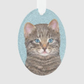 Gray Tabby Cat Painting - Cute Original Cat Art Ornament (voorkant)