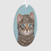 Gray Tabby Cat Painting - Cute Original Cat Art Ornament (voorkant)
