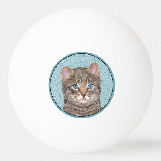 Gray Tabby Cat Painting - Cute Original Cat Art Pingpongbal (Voorkant)