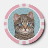 Gray Tabby Cat Painting - Cute Original Cat Art Poker Chips (Voorkant)