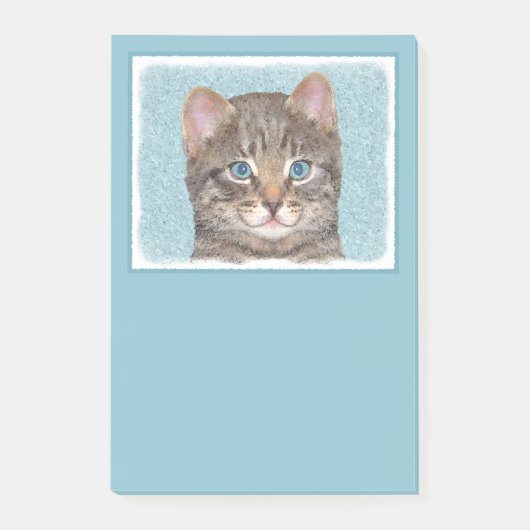 Gray Tabby Cat Painting - Cute Original Cat Art Post-it® Notes (Voorkant)