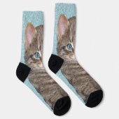 Gray Tabby Cat Painting - Cute Original Cat Art Sokken (Rechts)