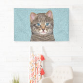 Gray Tabby Cat Painting - Cute Original Cat Art Spandoek (Insitu)
