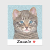 Gray Tabby Cat Painting - Cute Original Cat Art Sticker (Vel)