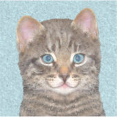 Gray Tabby Cat Painting - Cute Original Cat Art Sticker (Voorkant)