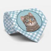 Gray Tabby Cat Painting - Cute Original Cat Art Stropdas (Opgerold)