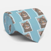 Gray Tabby Cat Painting - Cute Original Cat Art Stropdas (Opgerold)