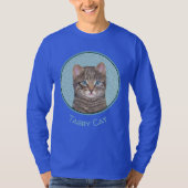 Gray Tabby Cat Painting - Cute Original Cat Art T-shirt (Voorkant)